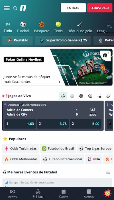 Novibet homepage mobile BR