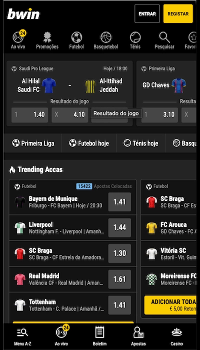 Bwin.pt primeira página