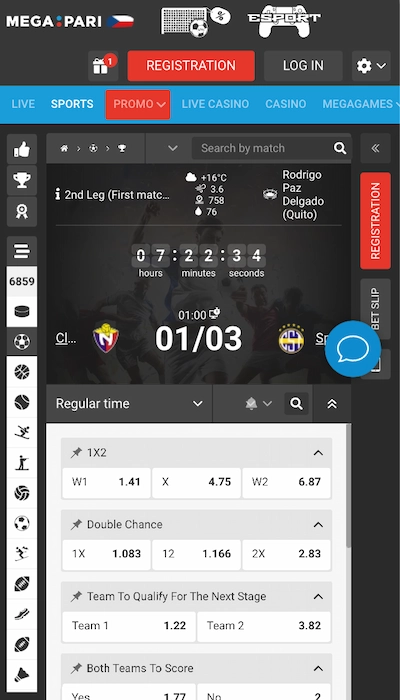 megapari betting on a match